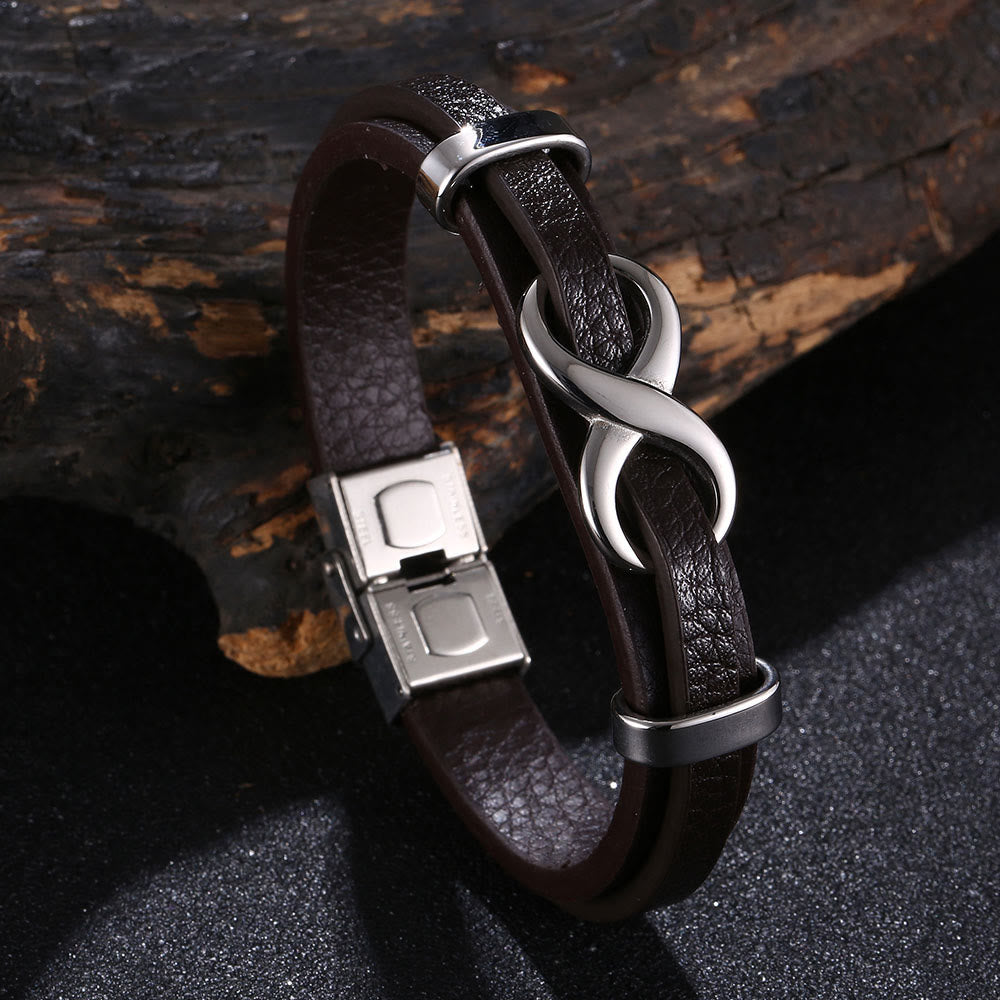 WorldNorse Glücksarmband mit der Zahl Acht - Braun & Silber - 20,5 cm - image 2