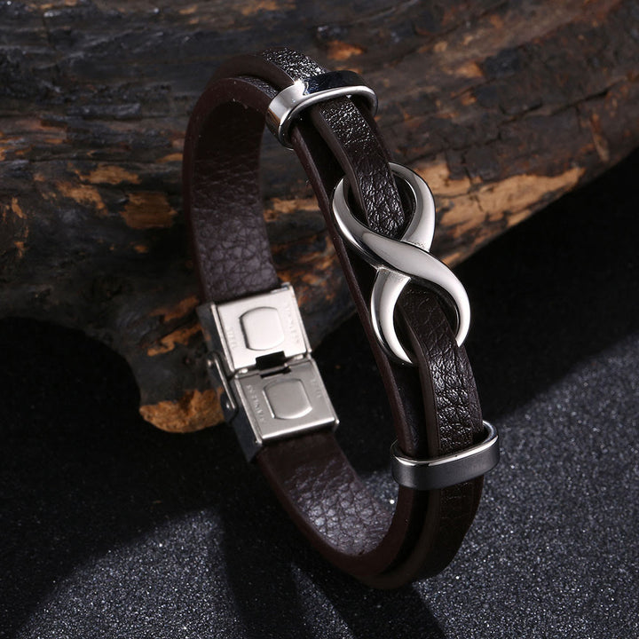 WorldNorse Glücksarmband mit der Zahl Acht - Braun & Silber - 20,5 cm - image 3