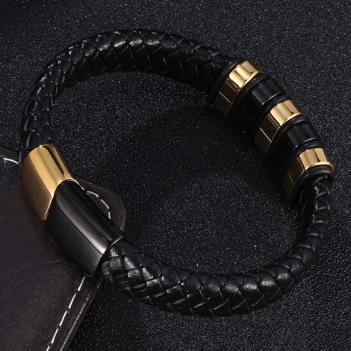 WorldNorse Schwarzes geflochtenes Lederarmband - image 1