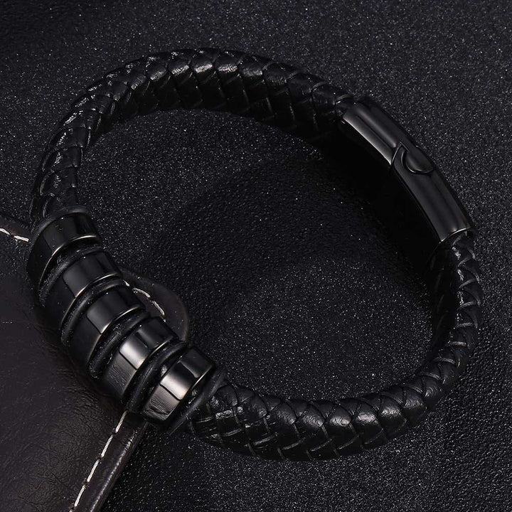 WorldNorse Schwarzes geflochtenes Lederarmband - Schwarz - 23,5 cm - image 6