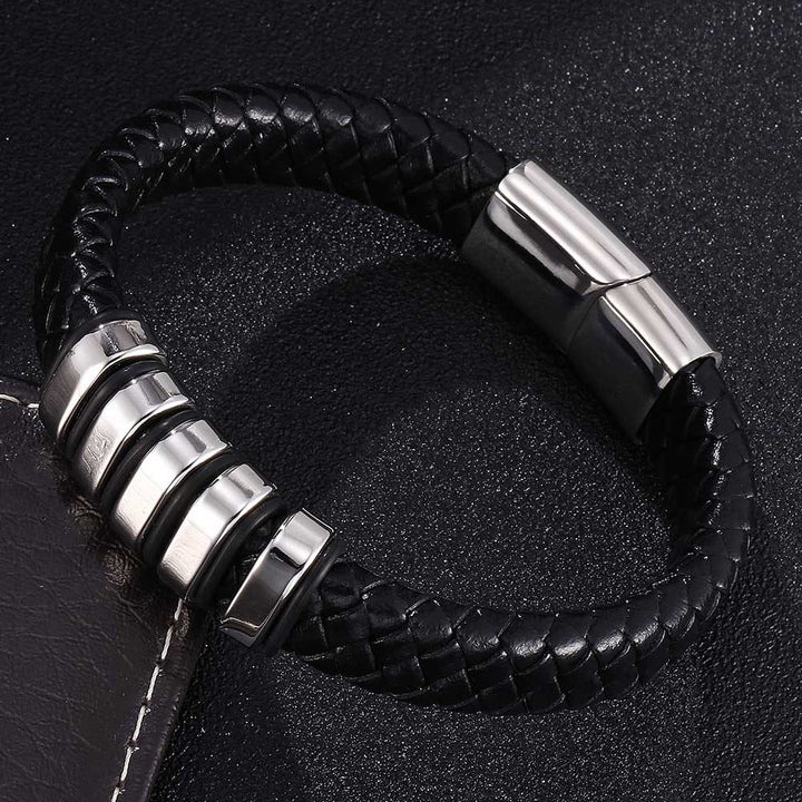 WorldNorse Schwarzes geflochtenes Lederarmband - Silber - 23,5 cm - image 4