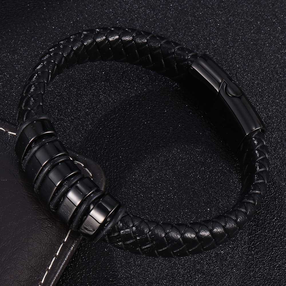 WorldNorse Schwarzes geflochtenes Lederarmband - Schwarz - 23,5 cm - image 5
