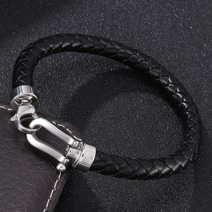 WorldNorse Geflochtenes Lederarmband mit Karabinerverschluss - Schwarz - 24 cm - image 3