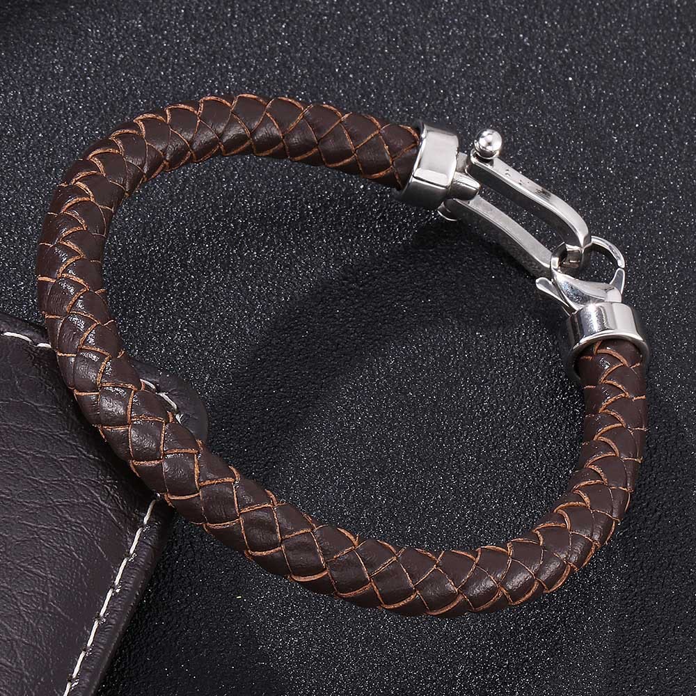 WorldNorse Geflochtenes Lederarmband mit Karabinerverschluss - image 1