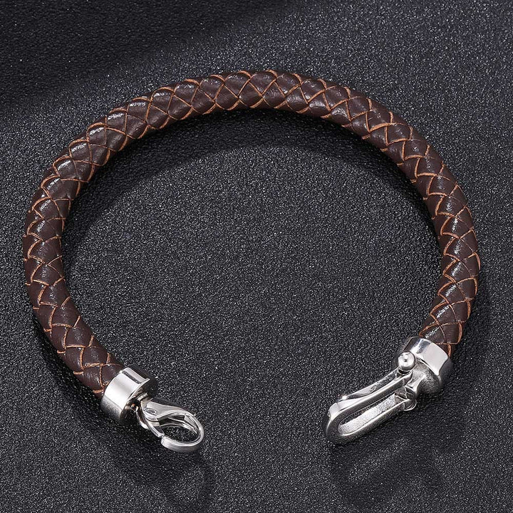 WorldNorse Geflochtenes Lederarmband mit Karabinerverschluss - image 3