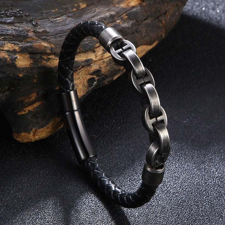 WorldNorse Viking Chain And Leather Bracelet - 23 cm - image 0