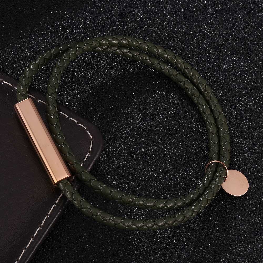 WorldNorse Magnetarmband aus Leder mit roségoldenen Akzenten - Armeegrün - 45,5 cm - image 5