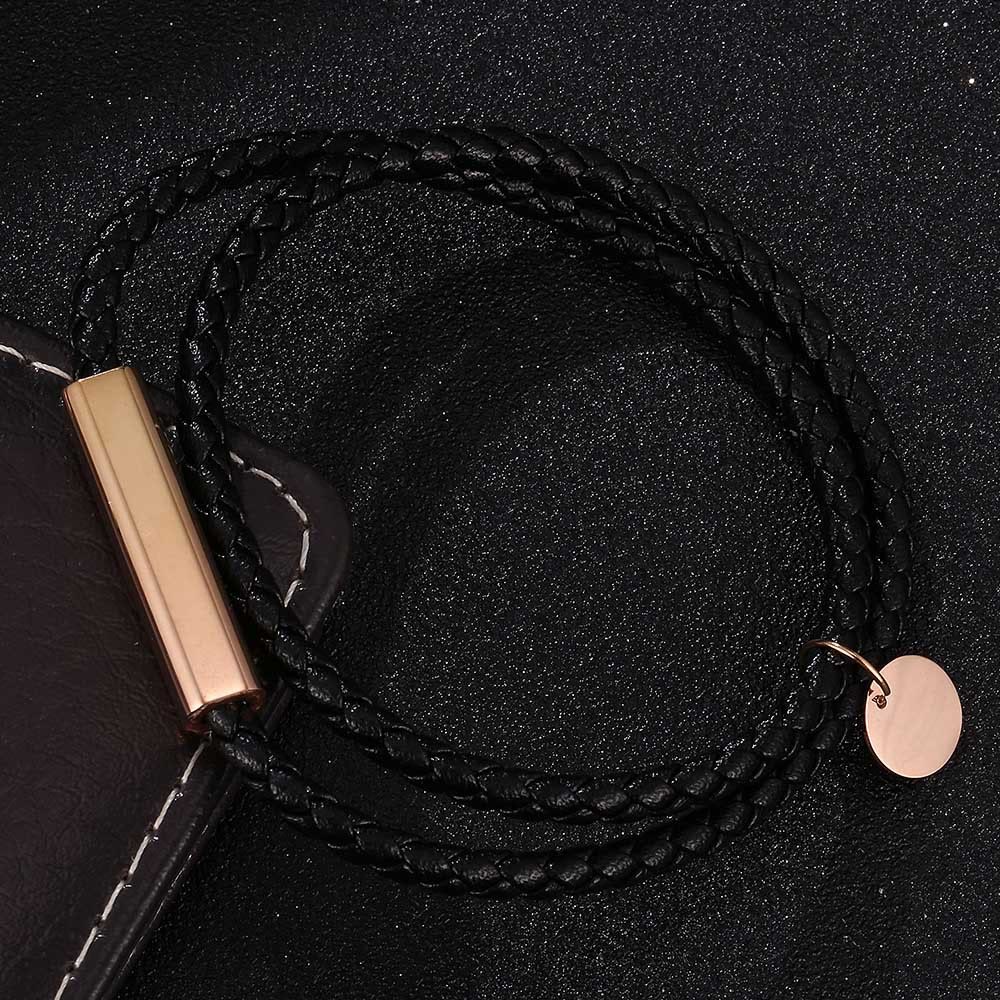 WorldNorse Magnetarmband aus Leder mit roségoldenen Akzenten - Schwarz - 45,5 cm - image 6