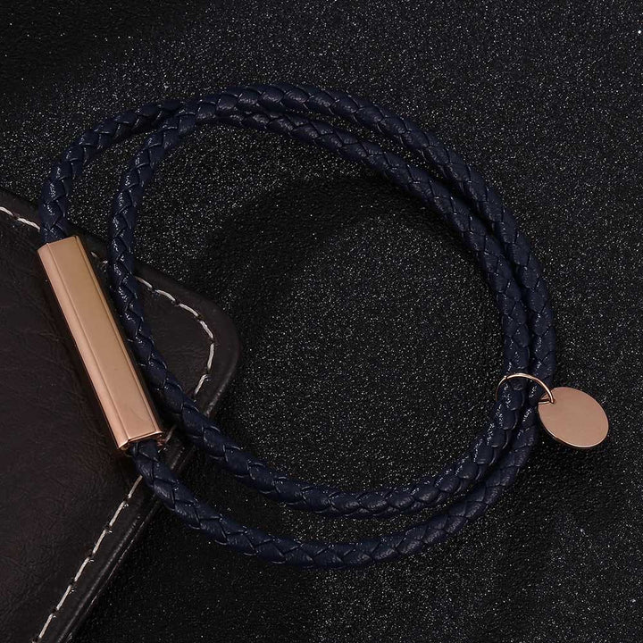 WorldNorse Magnetarmband aus Leder mit roségoldenen Akzenten - Dunkelblau - 45,5 cm - image 8