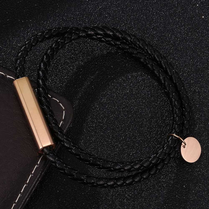 WorldNorse Magnetarmband aus Leder mit roségoldenen Akzenten - Schwarz - 45,5 cm - image 7
