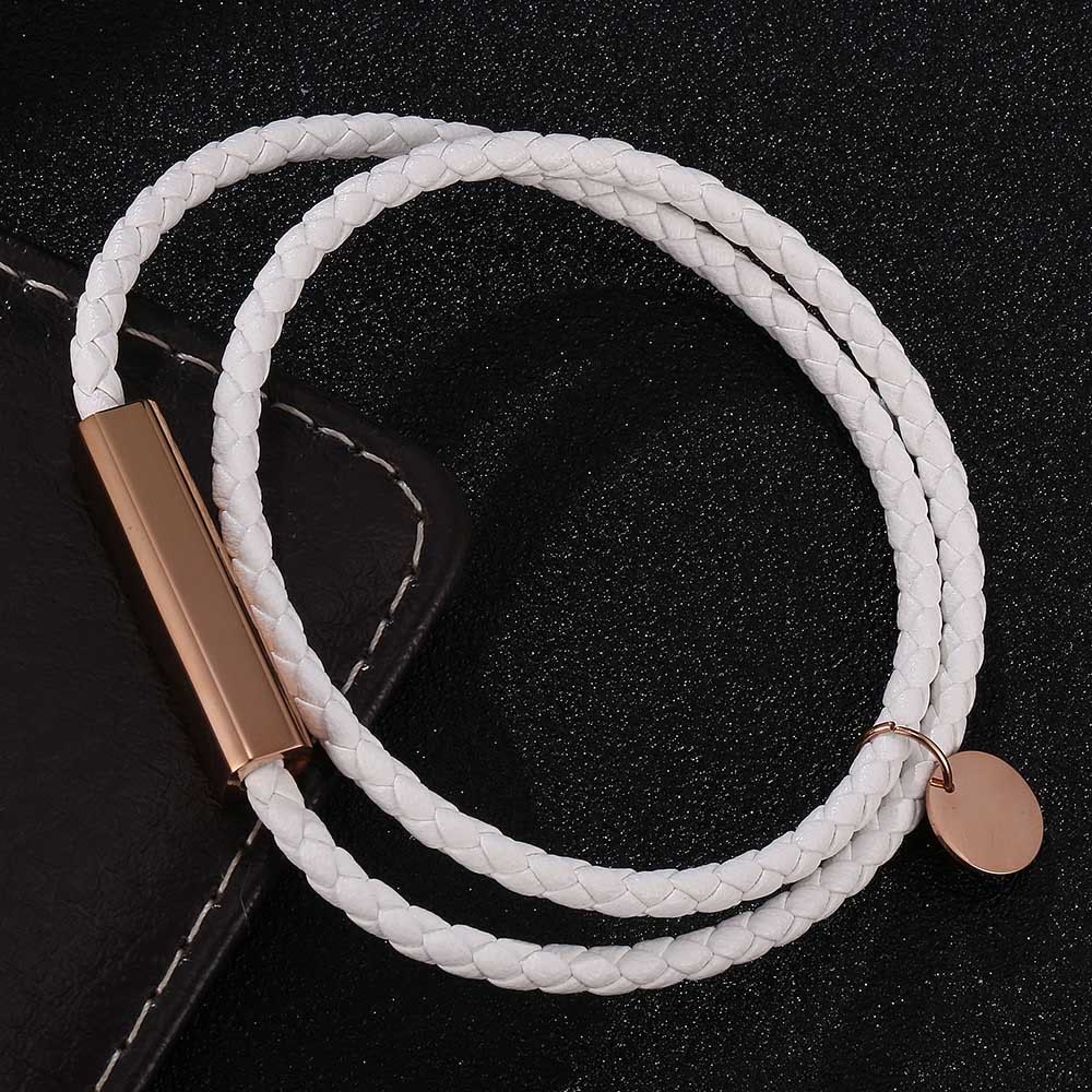WorldNorse Magnetarmband aus Leder mit roségoldenen Akzenten - Weiß - 45,5 cm - image 8