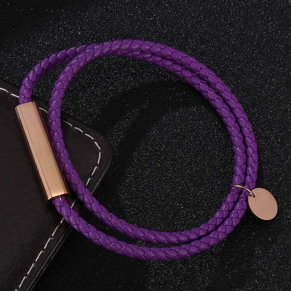 WorldNorse Magnetarmband aus Leder mit roségoldenen Akzenten - Lila - 45,5 cm - image 5
