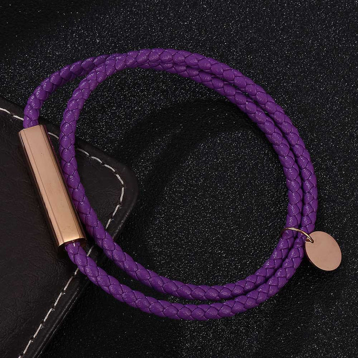WorldNorse Magnetarmband aus Leder mit roségoldenen Akzenten - Lila - 45,5 cm - image 5