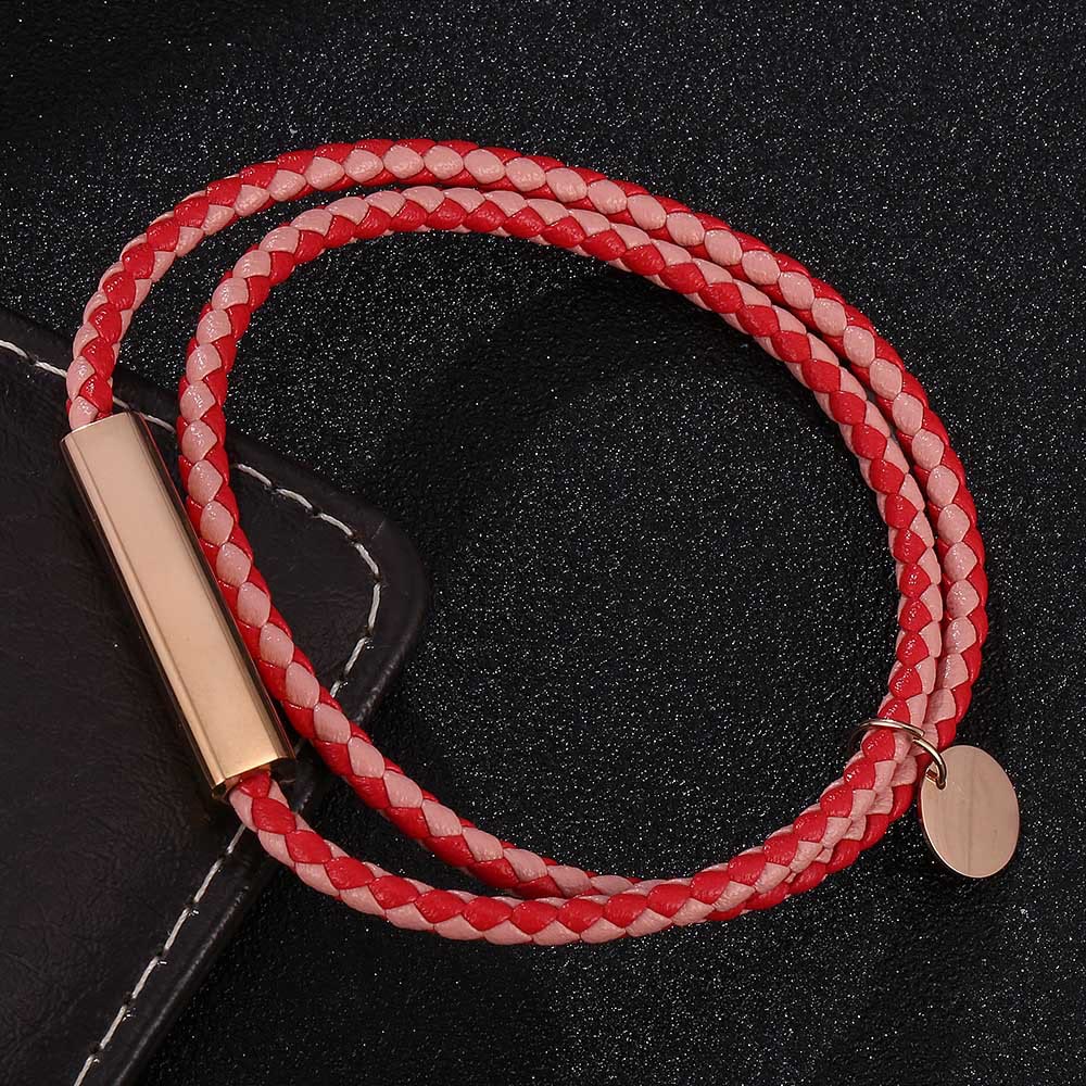 WorldNorse Magnetarmband aus Leder mit roségoldenen Akzenten - Rot & Pink - 45,5 cm - image 9