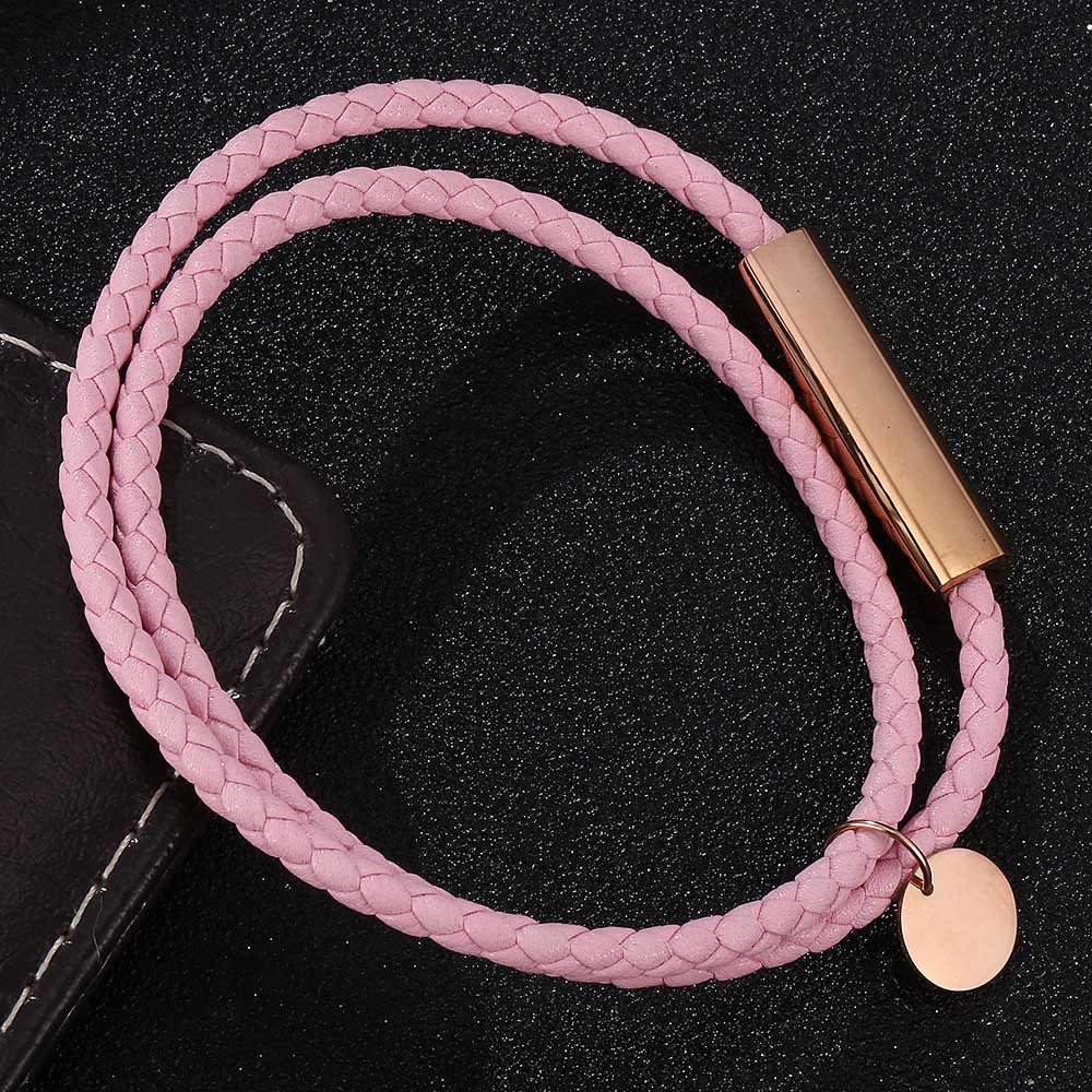WorldNorse Magnetarmband aus Leder mit roségoldenen Akzenten - Rosa - 45,5 cm - image 0