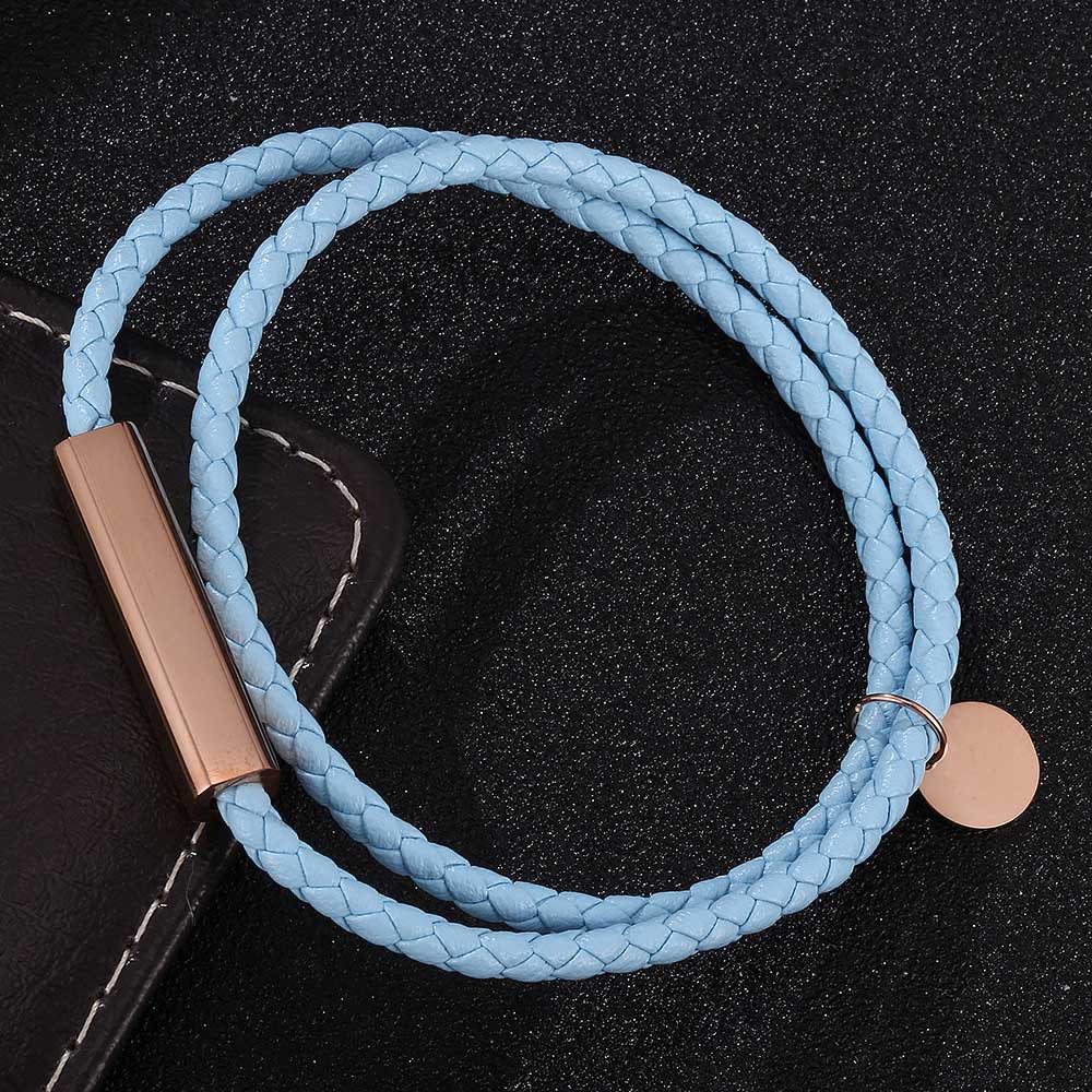 WorldNorse Magnetarmband aus Leder mit roségoldenen Akzenten - Himmelblau - 45,5 cm - image 4