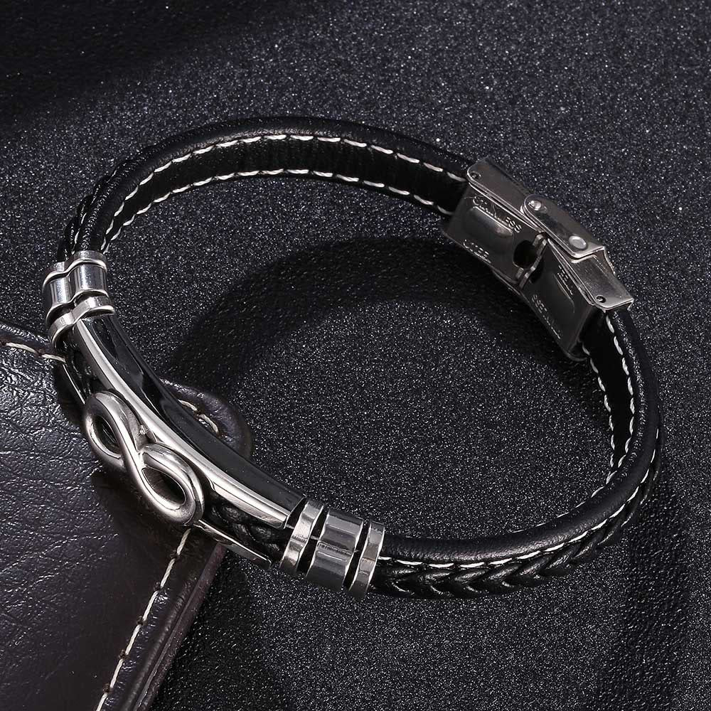 WorldNorse Infinity Eight Lederarmband - Schwarz - 22,5 cm - image 1