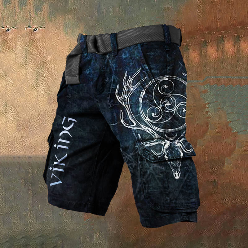 WorldNorse – Blaue Cargo-Shorts mit Wikinger-Print - US/UK/AU50, EU60 (5XL) - image 1