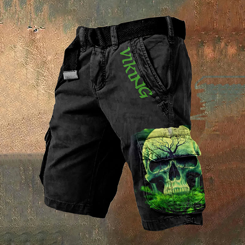 WorldNorse – Grüne Cargo-Shorts mit Wikinger-Totenkopf - US/UK/AU50, EU60 (5XL) - image 1