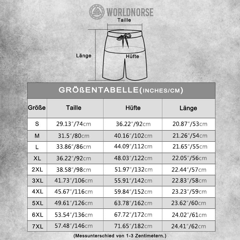 WorldNorse Wikinger Axt Vegvisir Mjölnir Freizeitshorts