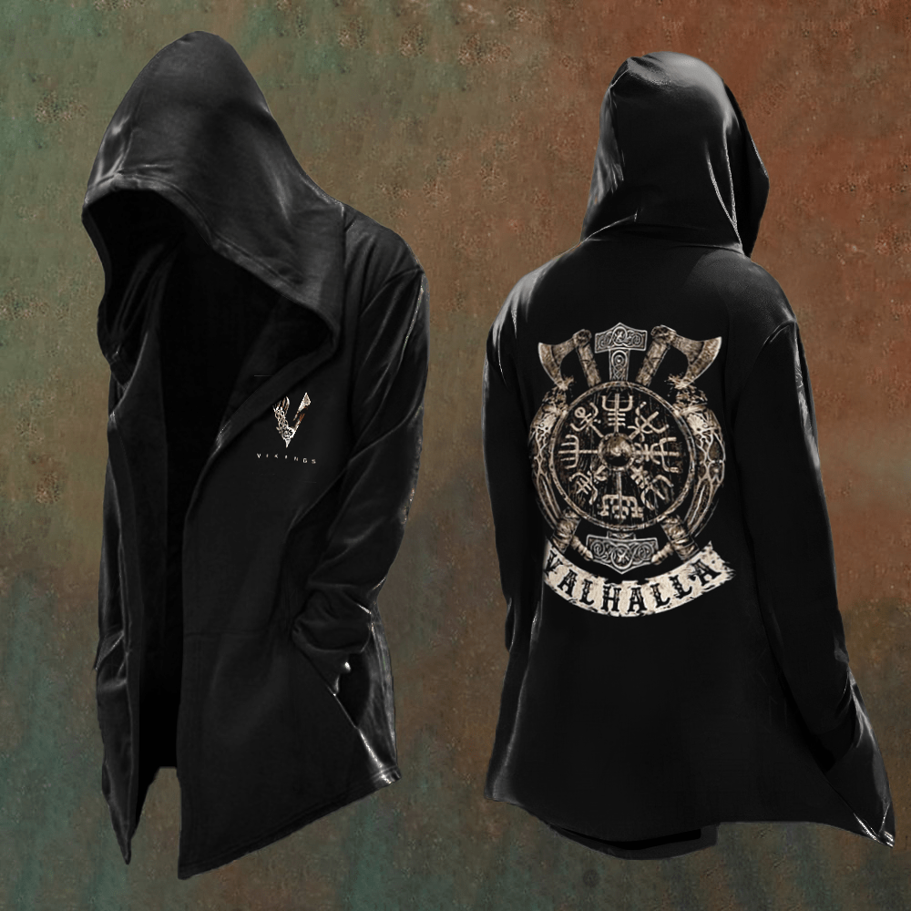 WorldNorse Vintage Wikinger Axt Vegvisir Valhalla Kapuzenjacke - US/UK/AU48, EU58 (4XL) - image 1