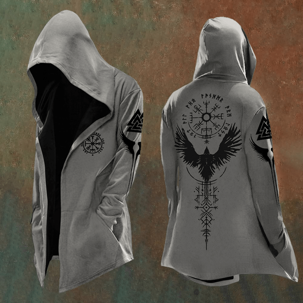 WorldNorse Raven Vegvisir Totem Kapuzenjacke - US/UK/AU48, EU58 (4XL) - image 1
