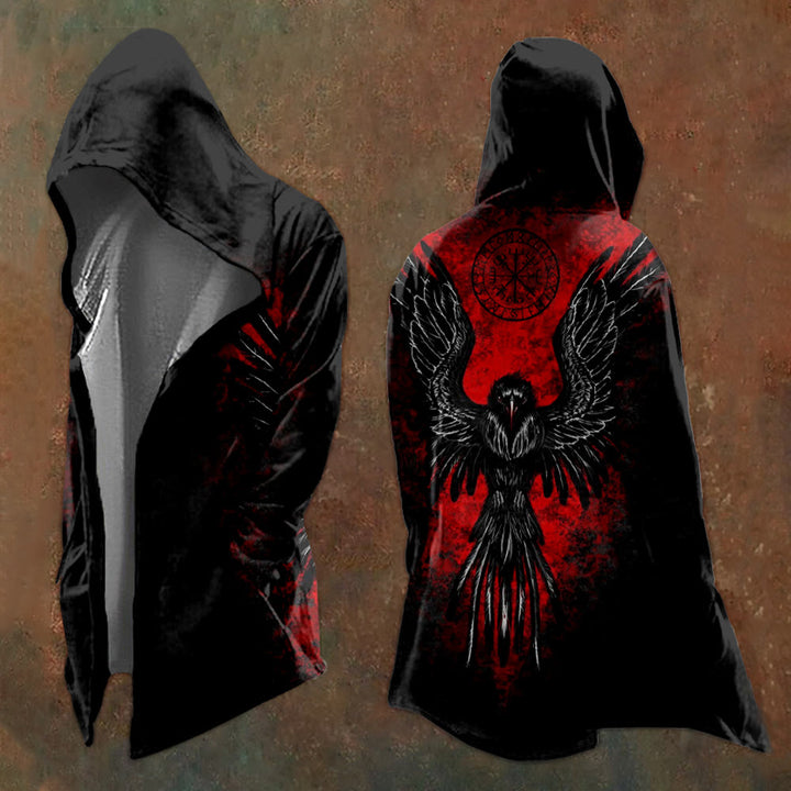 WorldNorse Viking Schwarz und Rot Raven Vegvisir Kapuzenjacke - US/UK/AU48, EU58 (4XL) - image 1