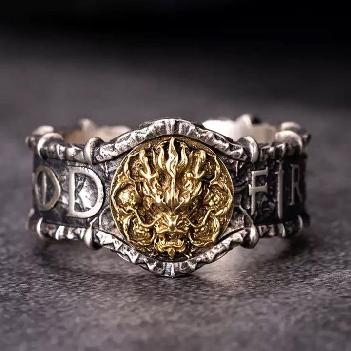 WorldNorse Ring aus handgefertigtem 925er Silber mit Drachenemblem im Vintage-Stil - US 11-US 12 - NEIN DANKE - image 0