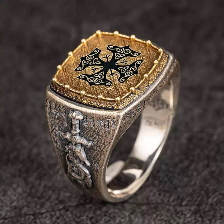 WorldNorse Ring aus handgefertigtem 925er Silber mit keltischem Kreuz und Mjölnir - Mjölnir - US 12 - NEIN DANKE - image 0