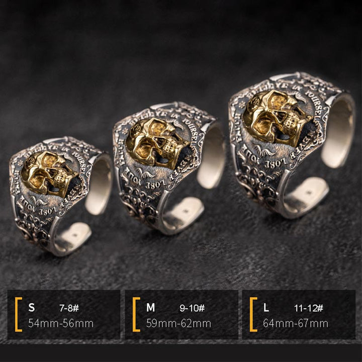 WorldNorse Ring aus 925er Sterlingsilber mit gotischem Totenkopf und Gravur - image 9