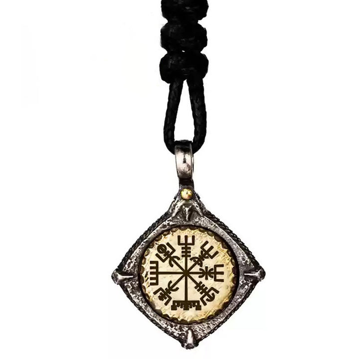 WorldNorse Halskette „Helm der Ehrfurcht“ aus 925er Sterlingsilber - Vegvisir#Wachsseil - image 16
