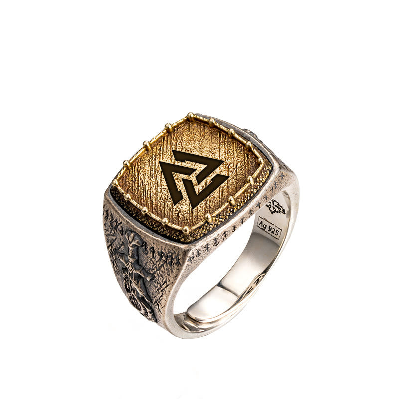 WorldNorse Ring aus handgefertigtem 925er Silber mit keltischem Kreuz und Mjölnir - Valknut - US 12 - NEIN DANKE - image 3