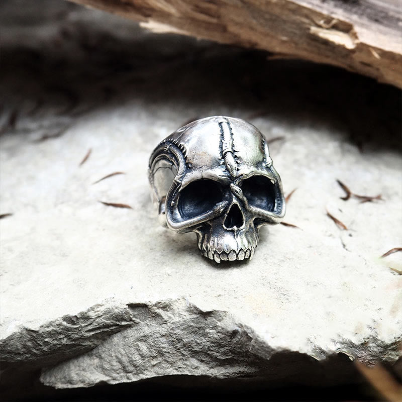 WorldNorse Ring mit Totenkopf-Motiv in Schlangenform, handgefertigtes 925er Silber - image 6