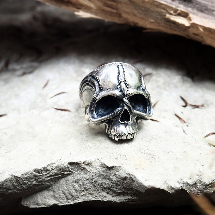 WorldNorse Ring mit Totenkopf-Motiv in Schlangenform, handgefertigtes 925er Silber - image 6