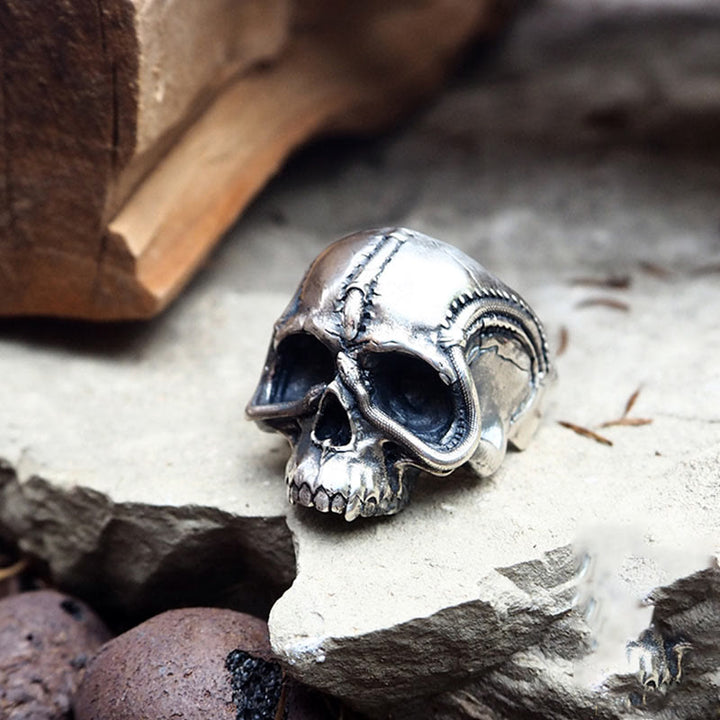 WorldNorse Ring mit Totenkopf-Motiv in Schlangenform, handgefertigtes 925er Silber - image 7