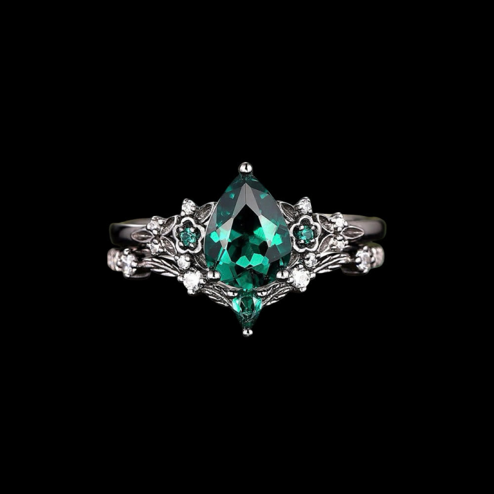 WorldNorse Nordisches Florales Alexandrit-ringset - Smaragd - 62mm - image 12