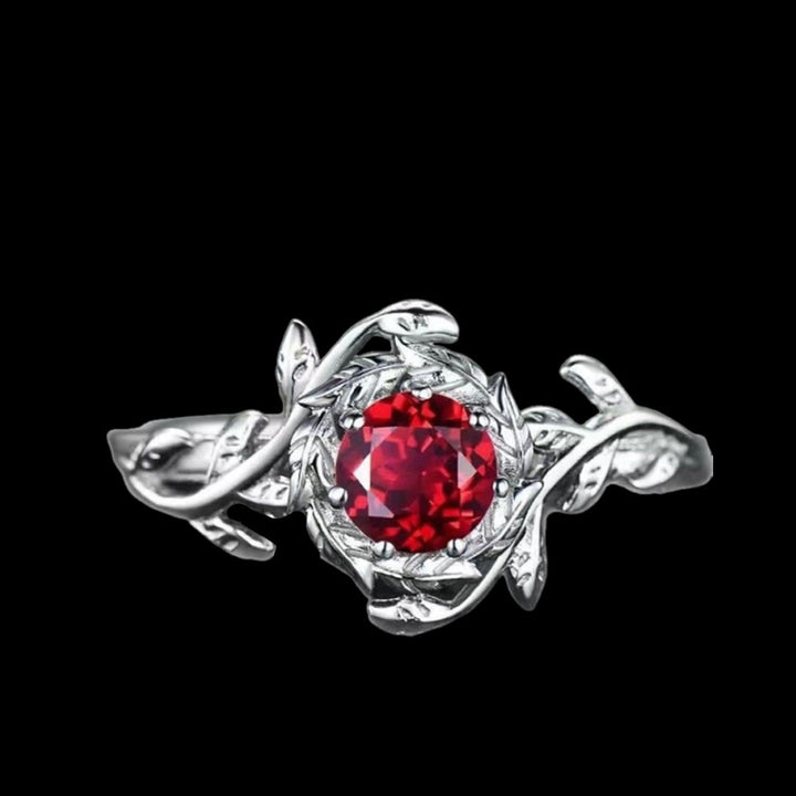 WorldNorse Freyjas Flammenblattkranz-Granatring - 62mm - image 0