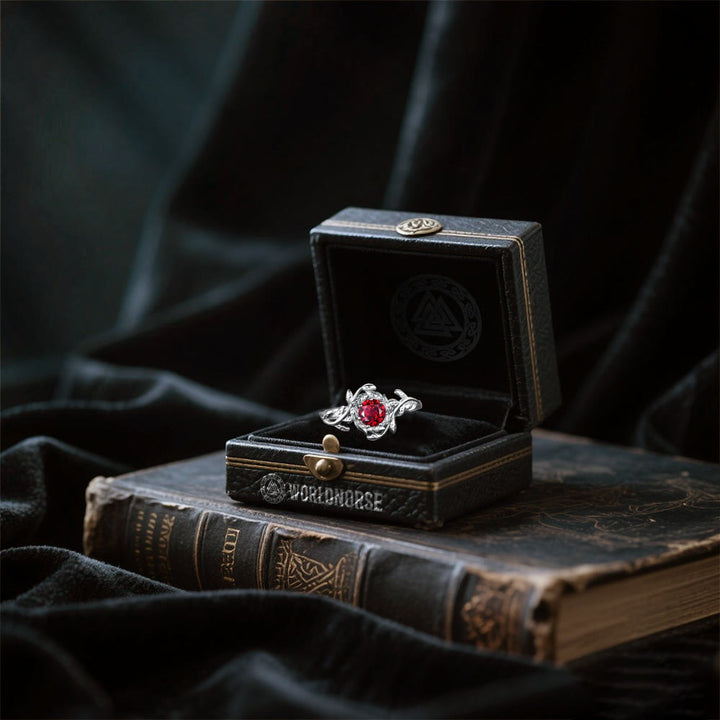 WorldNorse Freyjas Flammenblattkranz-Granatring - image 3