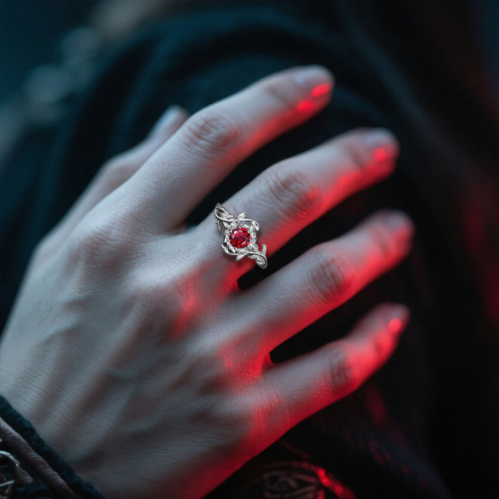 WorldNorse Freyjas Flammenblattkranz-Granatring - image 1