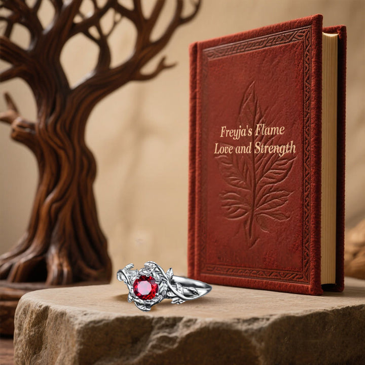 WorldNorse Freyjas Flammenblattkranz-Granatring - image 4