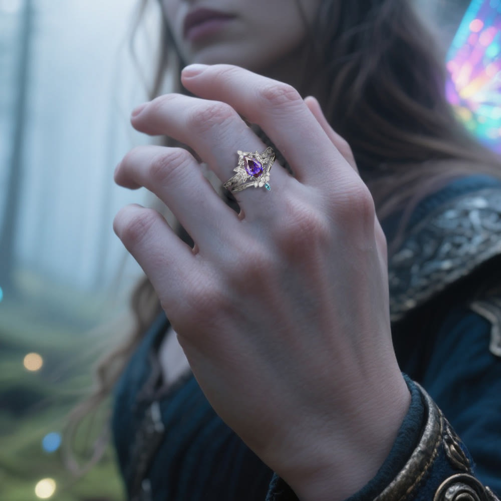 WorldNorse Moonspire Of Freyja Dreifachmond-amethystring - image 1