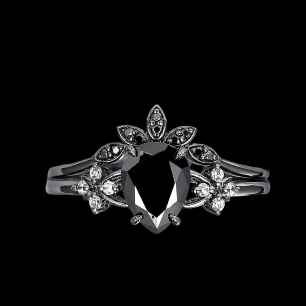 WorldNorse Schwarzes Onyx-tränenkronen-ringset - 62mm - image 0