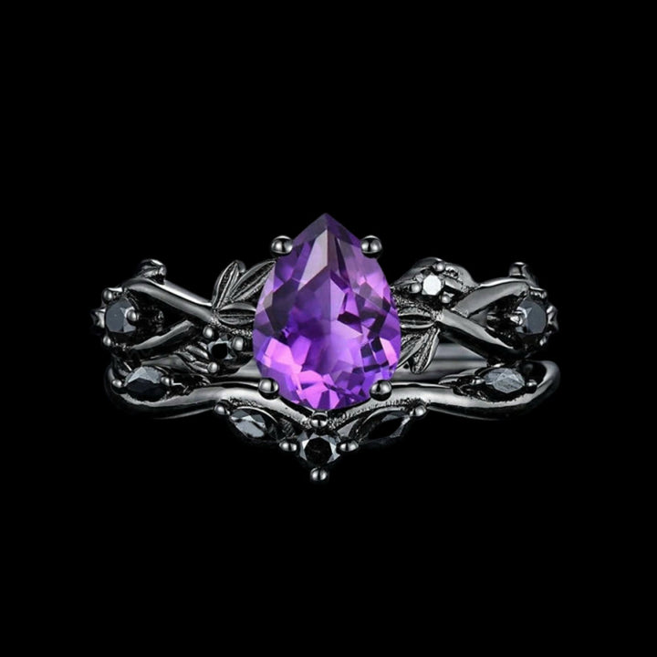 WorldNorse Zweiteiliges Ringset Mit Yggdrasil Tropfen - Amethyst - 62mm - image 6
