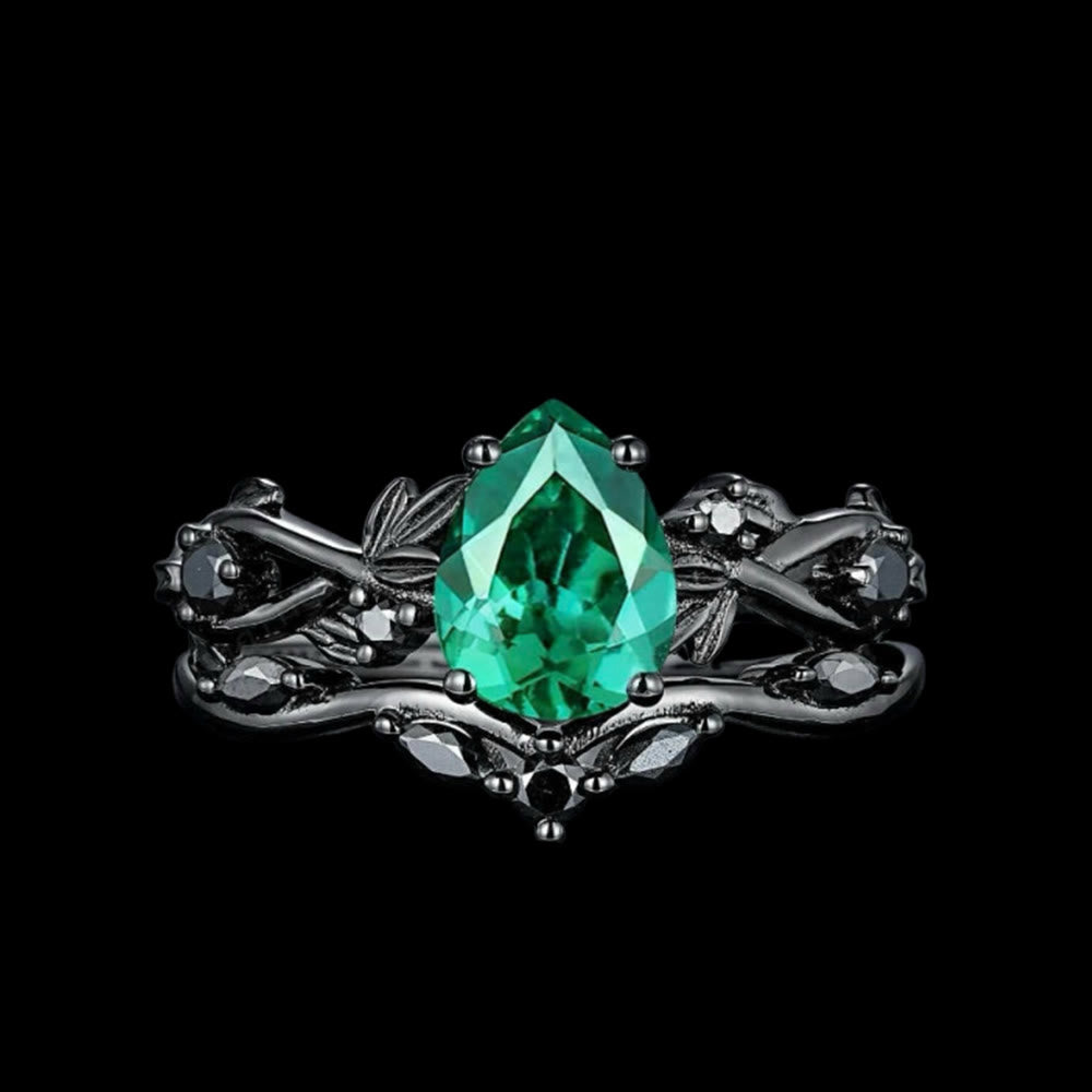 WorldNorse Zweiteiliges Ringset Mit Yggdrasil Tropfen - Smaragd - 62mm - image 16