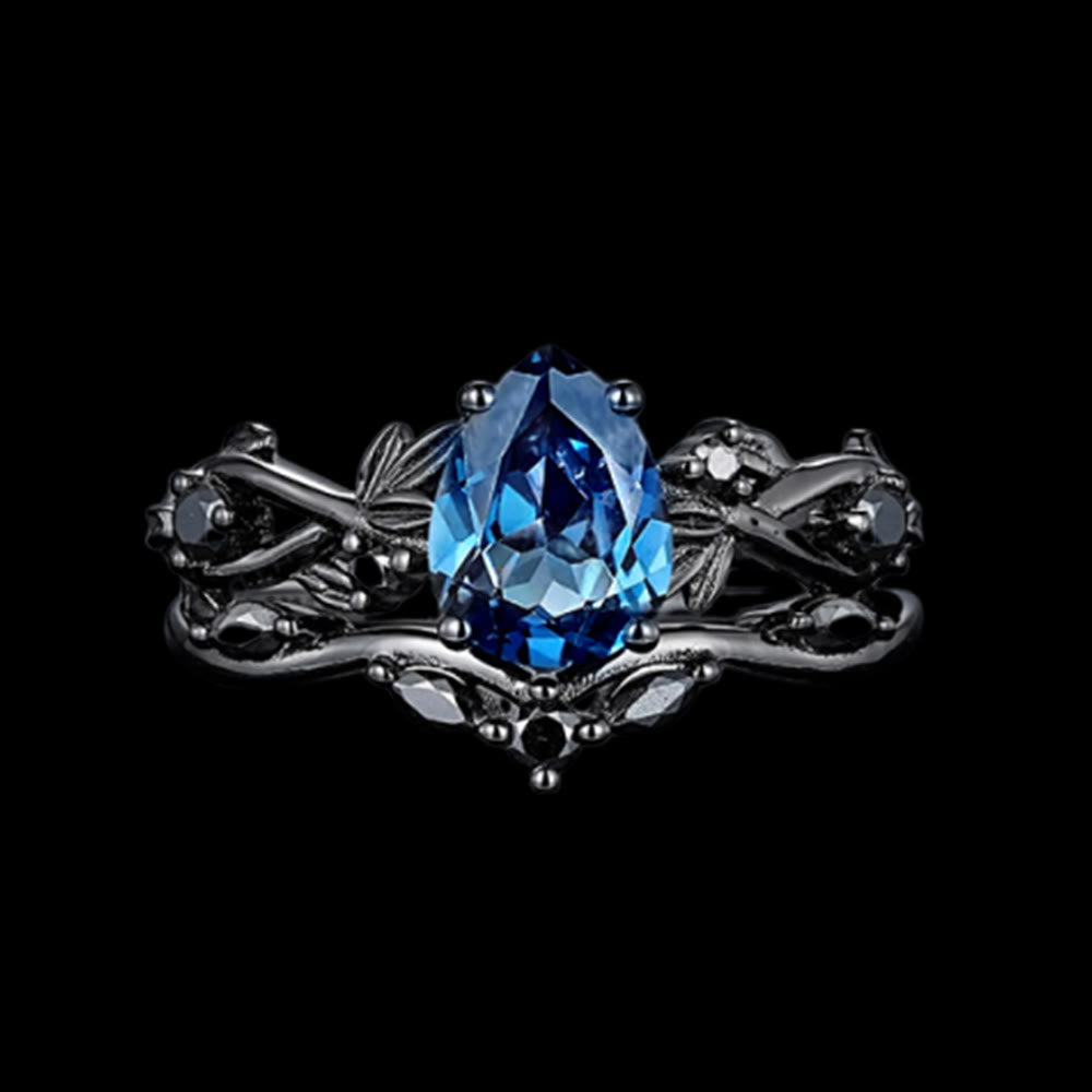 WorldNorse Zweiteiliges Ringset Mit Yggdrasil Tropfen - Aquamarin - 62mm - image 1