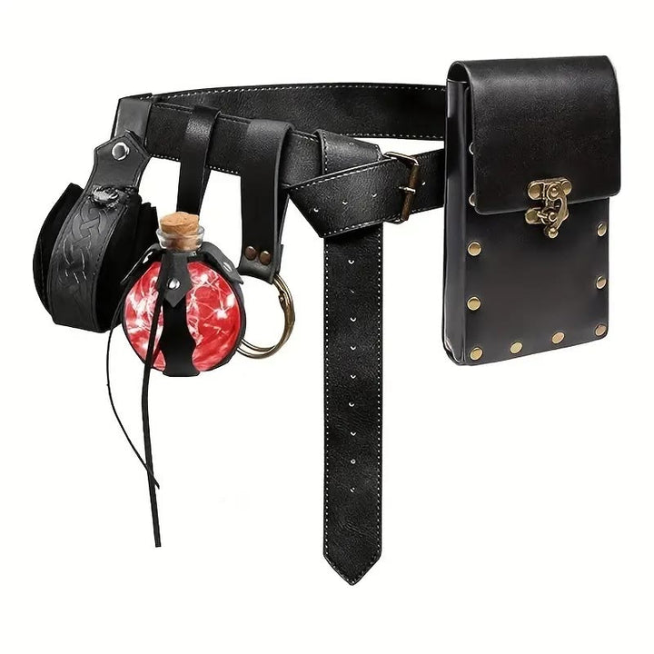 WorldNorse Mittelalterliche Gürteltasche, Handy-Gürteltasche aus Leder - Gürtel + Tasche + Accessoires + Keltischer Knoten - Schwarz - image 5