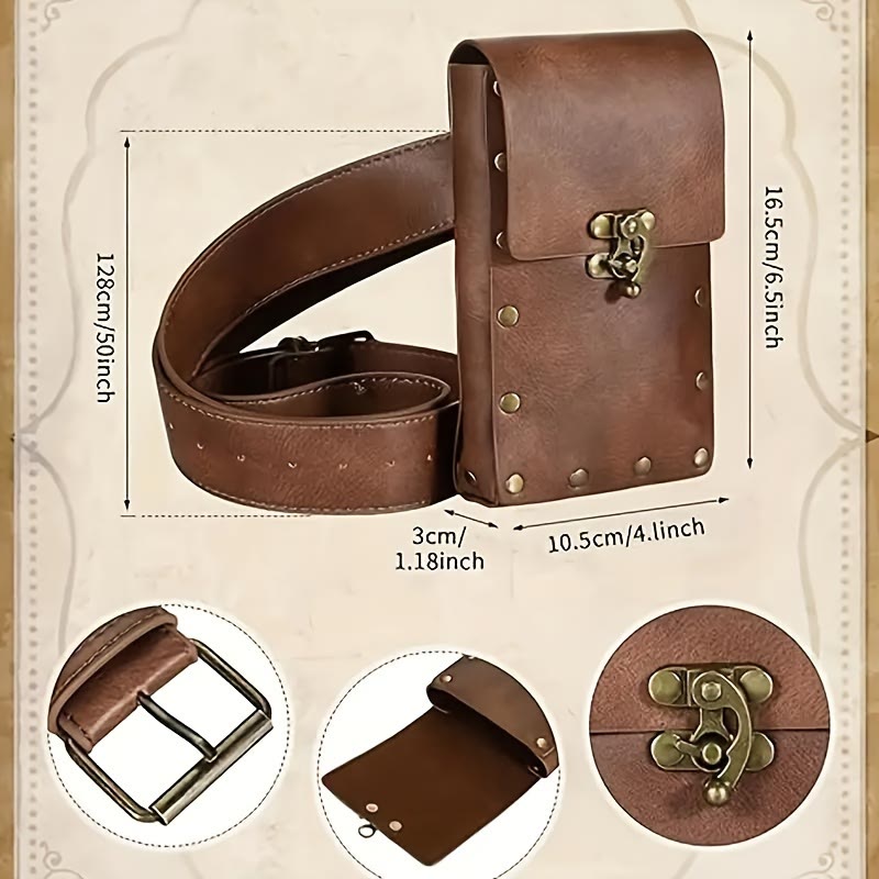 WorldNorse Mittelalterliche Gürteltasche, Handy-Gürteltasche aus Leder - image 3