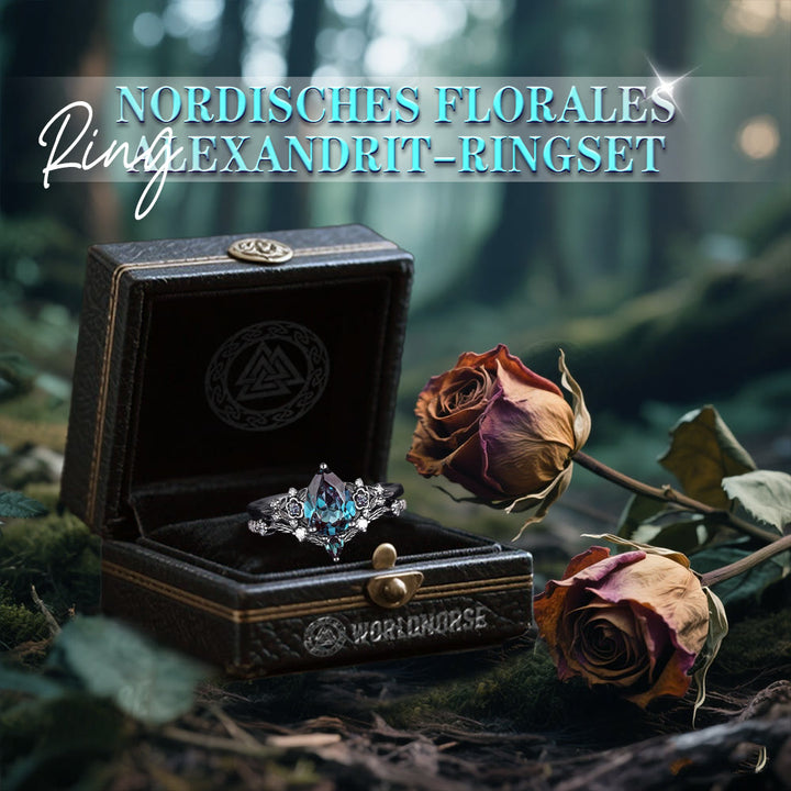 WorldNorse Nordisches Florales Alexandrit-ringset - image 2