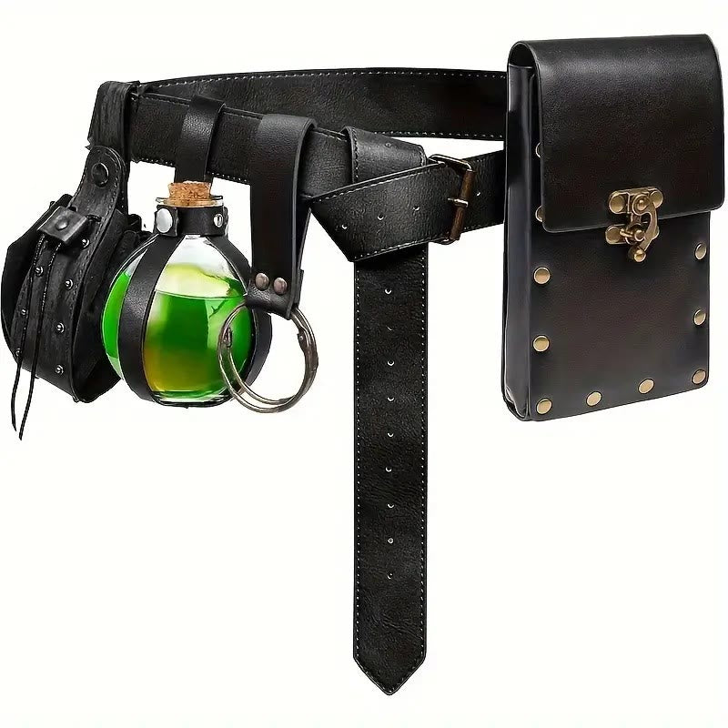 WorldNorse Mittelalterliche Gürteltasche, Handy-Gürteltasche aus Leder - Gürtel + Tasche + Accessoires + Nietentasche - Schwarz - image 8