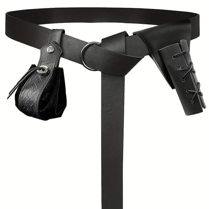 WorldNorse Steampunk-Set aus Leder mit Schwertgürtel und Scheide - Gürtel + Tasche + Scheide - Schwarz - image 6